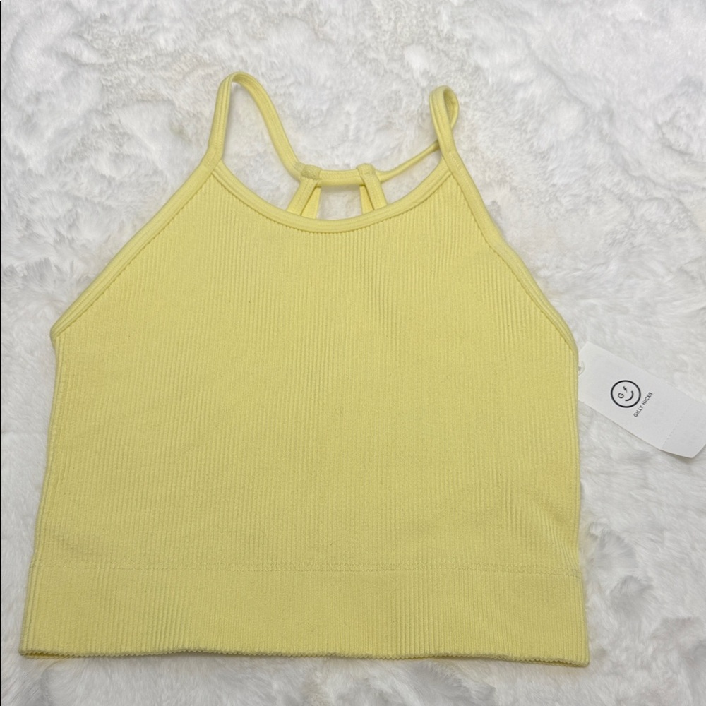 Gilly Hicks Yellow Ribbed Halter Crop Top NWT